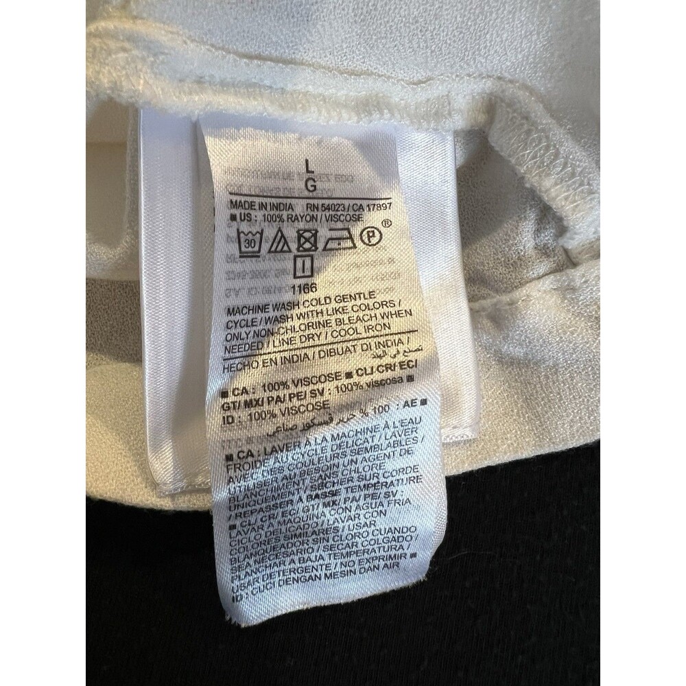 Ladies' White Cotton Peasant Blouse OLD NAVY Size L See Through minimalist - Picture 10 of 12